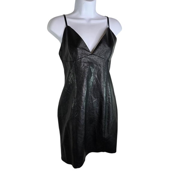 Super Down Revolve Black Vegan Faux Leather Dress - Picture 4 of 12